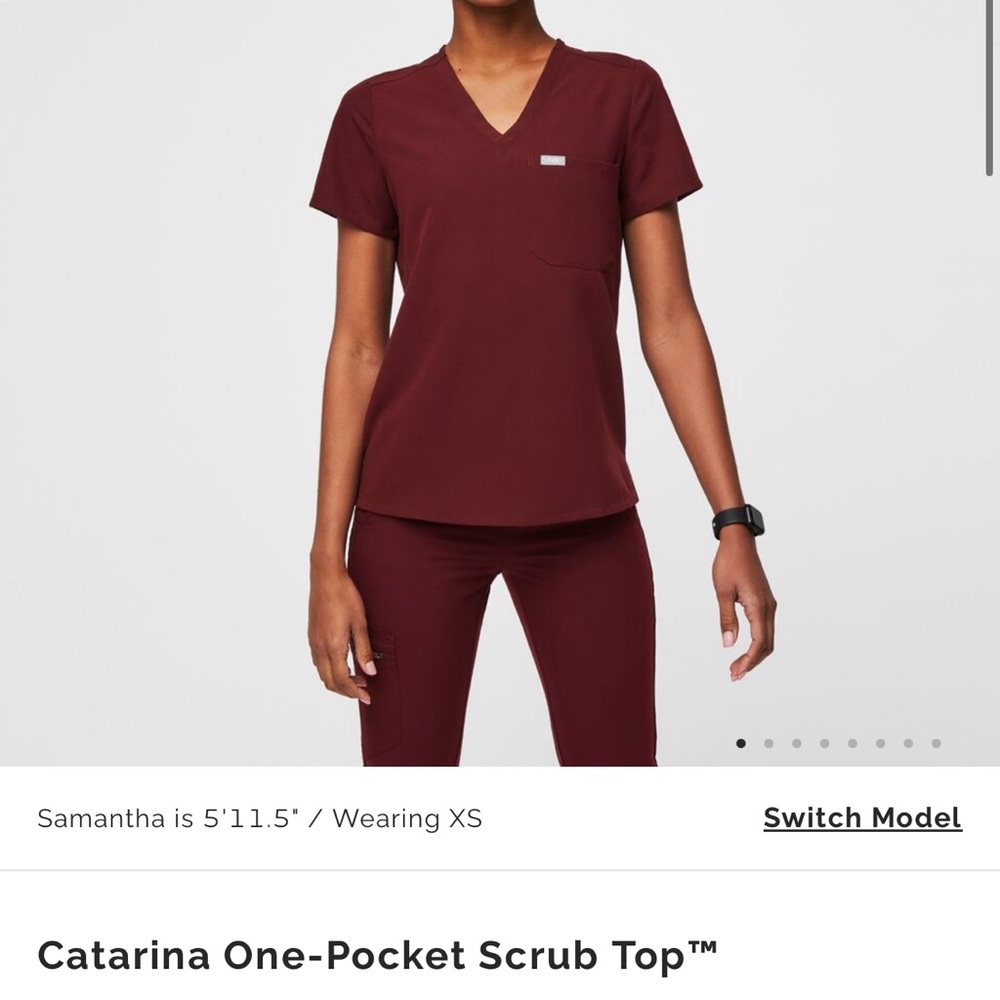 FIGS BURGANDY CATARINA TOP + ZAMORA JOGGERS + ZAMORA HIGH WAISTED JOGGERS SIZE M